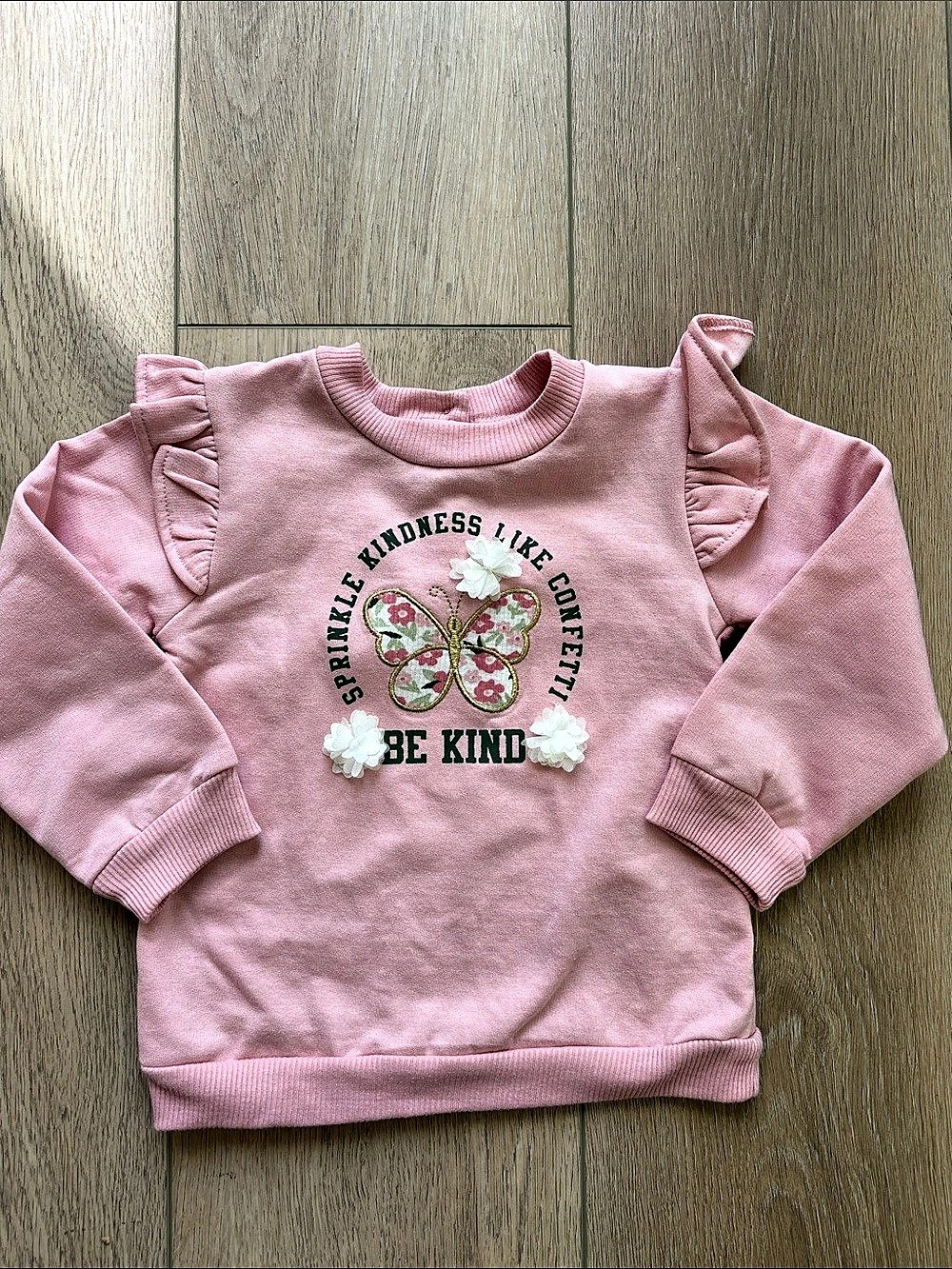 Girls Pink Ruffle Sweatshirt Like New